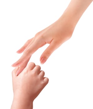 Baby hand holding mother finger