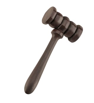 Wooden justice gavel and block with brass