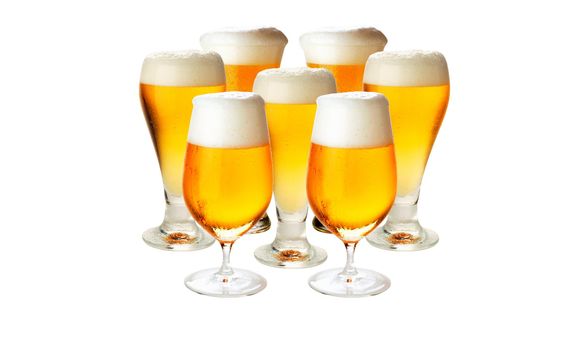Glasses of beer with froth- excellent quality