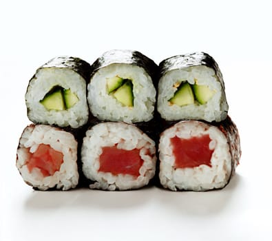 Sushi rolls isolated on white
