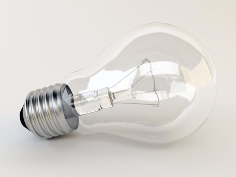 3d render light bulb lies on the surface