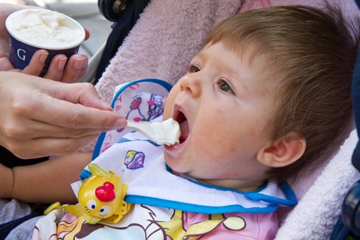 baby eating ice cream