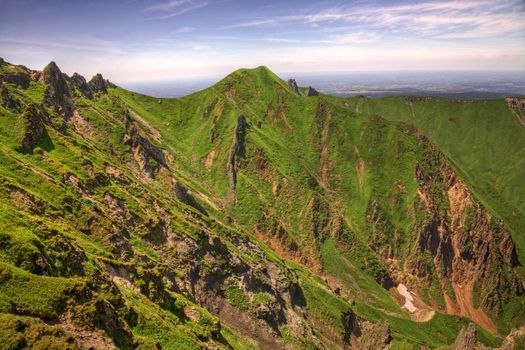Rocky landscape in Puy de Sancy which is the highest mountain in the Central Massif in central France.