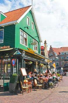 Tourists at a restaurant in Volendam. Netherlands