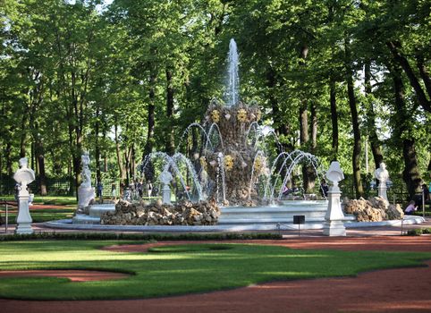 the fountain and formal garden in the summer garden of Saint Petersburg