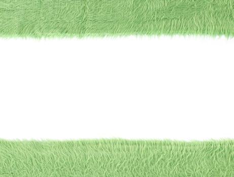 Pattern of green fabric texture frame on white background