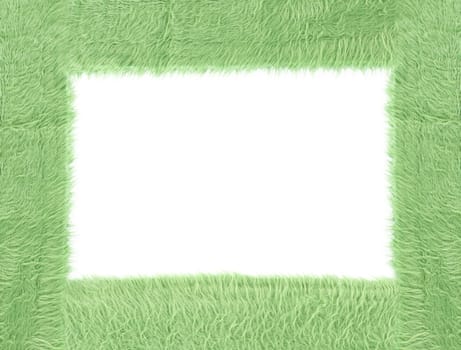 Pattern of green fabric texture frame on white background
