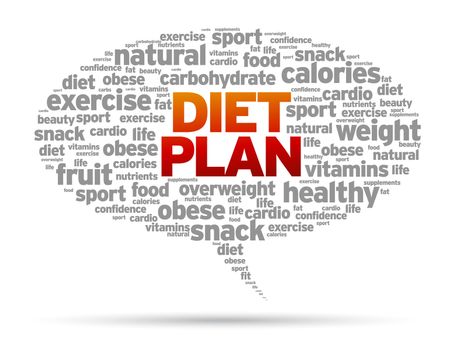 Diet Plan word speech bubble illustration on white background. 