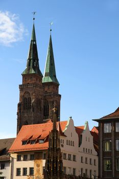 Historic Buildings in Nuremberg, Bavaria, Germany.