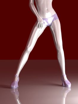 3D Illustration. A dancing Cyborg Girl.
