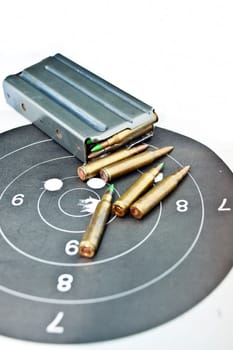 Magazine and Bullets on white background