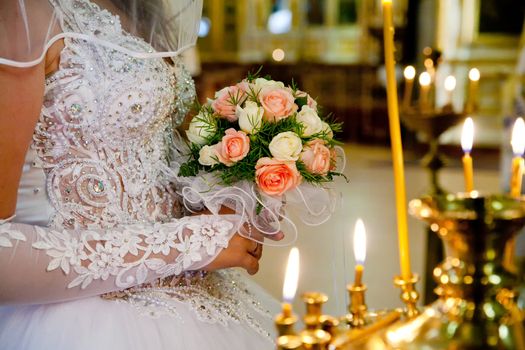 The bride on ceremony of wedding - internal church 