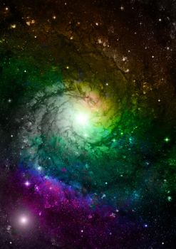 Stars and spiral galaxy in a free space