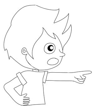 draw  little boy on white background