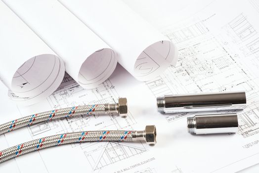 plumbing and drawings are on the desktop, workspace engineer