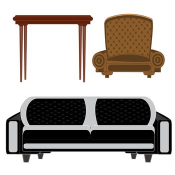 Illustration to furniture for building on white background is insulated