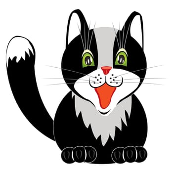 Illustration nice black cat on white background