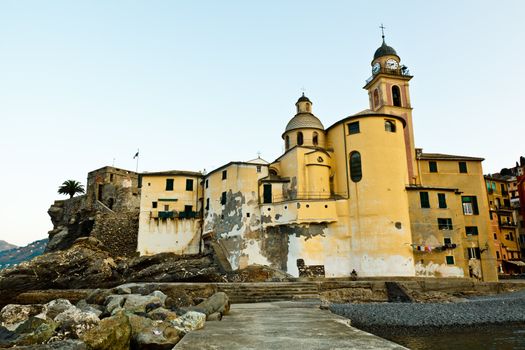 Church in the Village of Camogli at the Morning, Italy