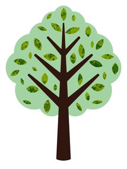 Illustrated tree with textured leaves