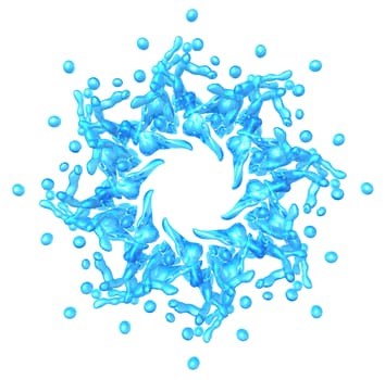 Water: Liquid shape blue star isolated over white