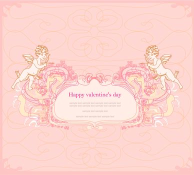 happy valentine's day card with cupid