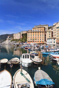 Camogli with the characteristic small harbor, Italy