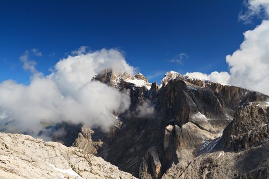 summer view of Cimon della Pala peak, Pale di San Martino group, Trentino, Italy
