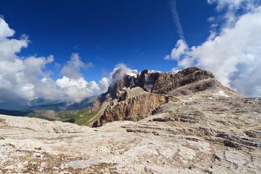 summer view of Cimon della Pala peak, Pale di San Martino group, Trentino, Italy