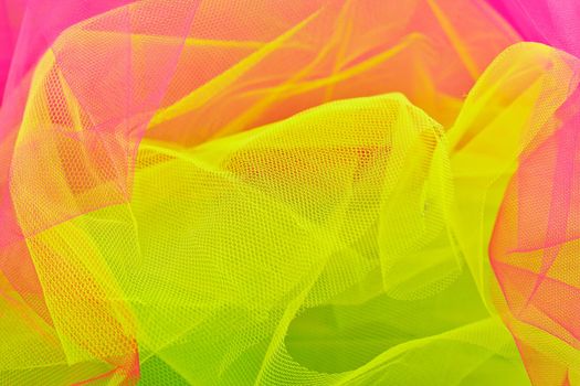 Colorful veil in green, yellow and pink
