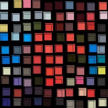Squares and abstract lines colorful pattern. Digitally created background illustration.