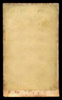 Antique blank photograph on vintage paper. Victorian era retro cabinet card design element.