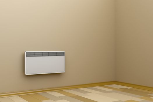 Room heated with convection heater