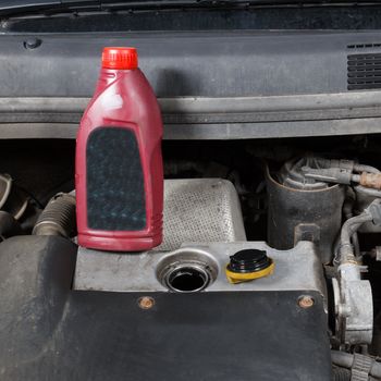 auto repair, old diesel engine oil change