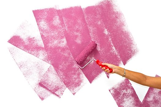 roller brush with pink pain