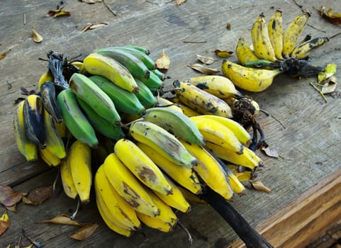 Banana on the wooden table, Dirty condition