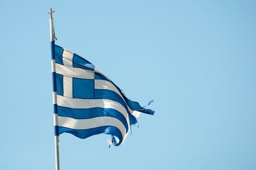 Rundown Greece Flag - Concept for illustrating the current financial crisis of the country