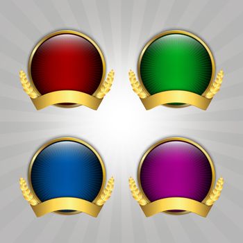 Set of four round quality emblems