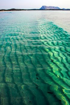 Green Tyrrhenian Sea near la Cinta beach, Sardinia, Italy