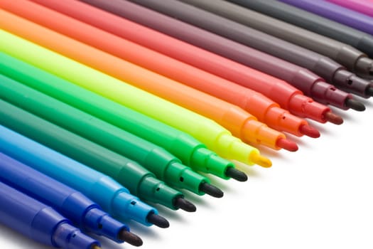 Color soft tip pens isolated on white
