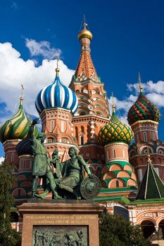 St. Basil Cathedral and Pozharsky And Minin Monument, Moscow, Red Square