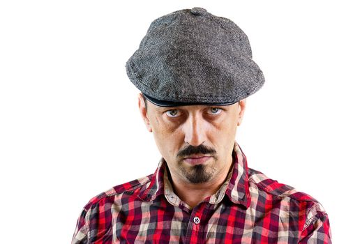 Young man wearing a cap, isolated on white background