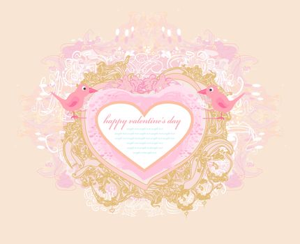 valentine's day greeting card with 2 sweet love birds