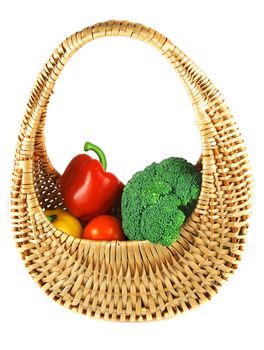Basket full of fresh healthy vegetables - isolated