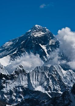 Everest Mountain Peak or Sagarmatha - the top of the world (8848 m)