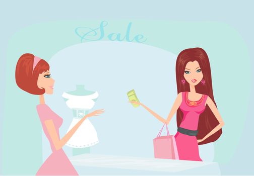 fashion girl Shopping illustration