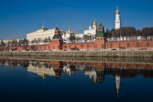 Famous Moscow Kremlin in winter, Russia