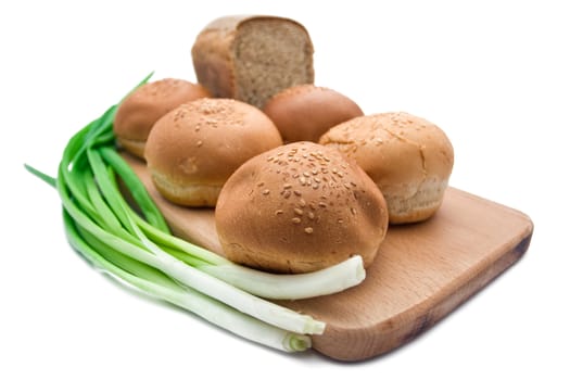 Different types of bread isolated on white