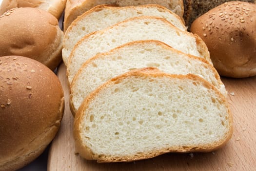 Different types of bread isolated on white