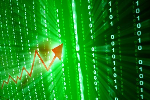 abstract investment growth ged graph on green