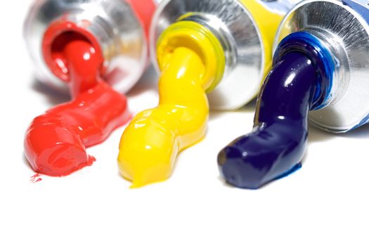 Bright and colorful oil paints in tubes